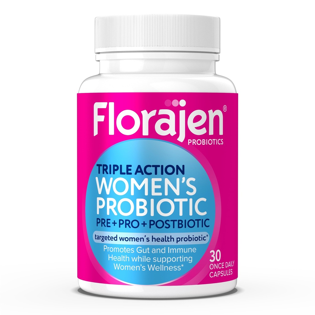 Florajen Women's Complete Triple-Action Prebiyotik + Probiyotik + Postbiyotik for Digestive & Immune Support - Fast-Acting Relief from Constipation & Bloating - Gluten-Free - Vegan - Non-GMO - 30-Count