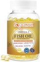 Spoonful Mini Omega 3 Fish Oil, iFOS sertifikalı, 1290 mg In Service, 120 Softgels Pearls, Small Dimension Easy to Sw Capsules for Women and Seniors, Made in USA