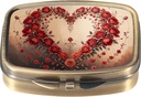 Dynippy Pill Case Pill Box with Mirror Retro Pocket 2 Karşılaştırmalı Tıp Davası Pill Organizer for Pocket Purse and Travel (Retro-Rose Heart Wreath)