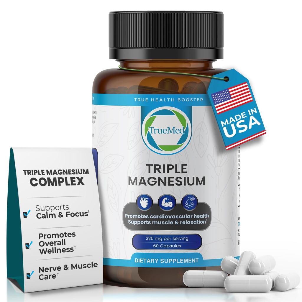 Triple Tail, 235 mg, Dimagnesium Malate, Citrate, Lysinate Chelate, 60 Capsules, Supports Sleep, Muscle Relaxation, Bone & Heart Health, Energy & Nerve Function, USA Made