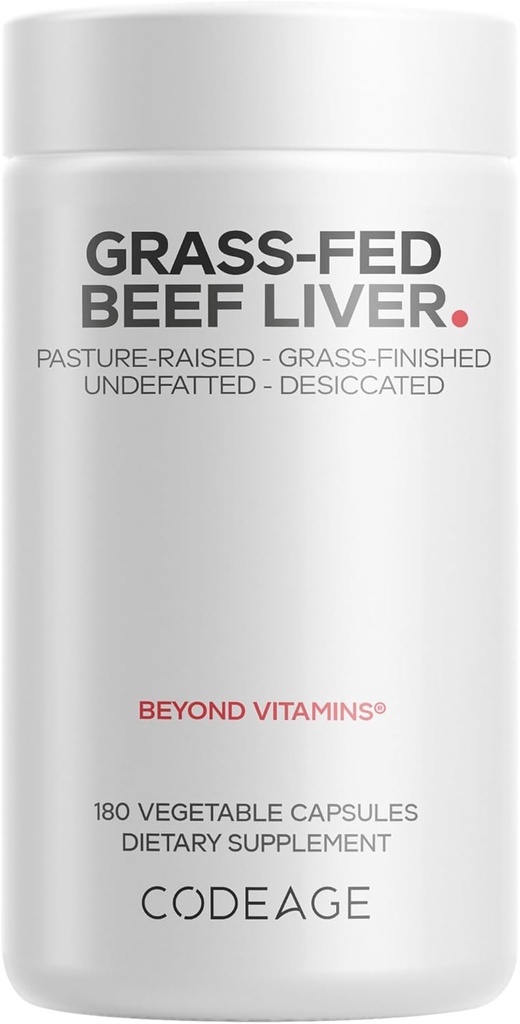 Codage Grass Fed Beef Liver Supplement Superfood, Freeze Αποξηραμένο, Μη Αποβουτυρωμένο, Αποξηραμένο Glandulars Bovine Pills, Pasture Αυξημένες Βιταμίνες βοείου κρέατος, Μη ΓΤΟ Κρέας ήπατος, 180 κάψουλες