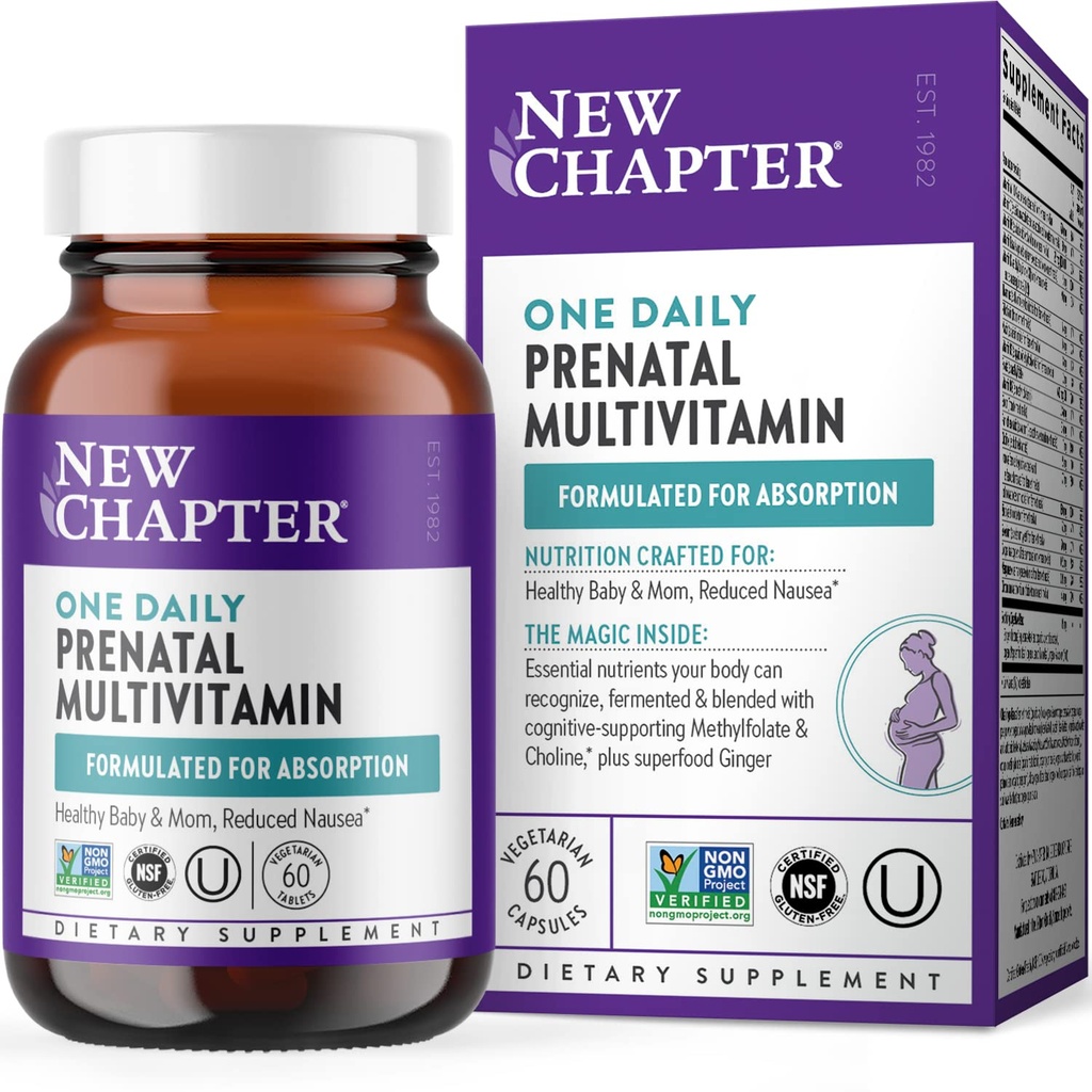 Yeni Bölüm Prenatal Vitaminler, Bir Günlük Prenatal Multivitamin with Metilfolate + Choline for Health Mom & Baby, Gluten Free & Non-GMO, 60