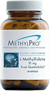 MethylPro L Methylfolate 10mg (από το Quatrefolic) - Επαγγελματική Δύναμη L- Methylfolate συμπλήρωμα για τον εγκέφαλο και την Mood Υποστήριξη - MTHFR συμπλήρωμα (30 κάψουλες)
