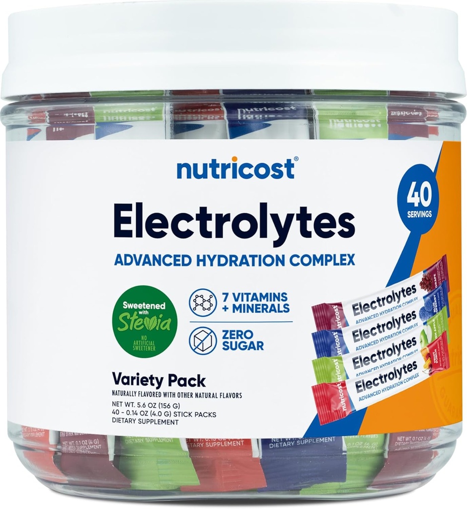 Nutricost Electrolytes Kompleksi, Çeşitli Pack Flavored, 40 Stickpacks - Gelişmiş Hydration Kompleksi