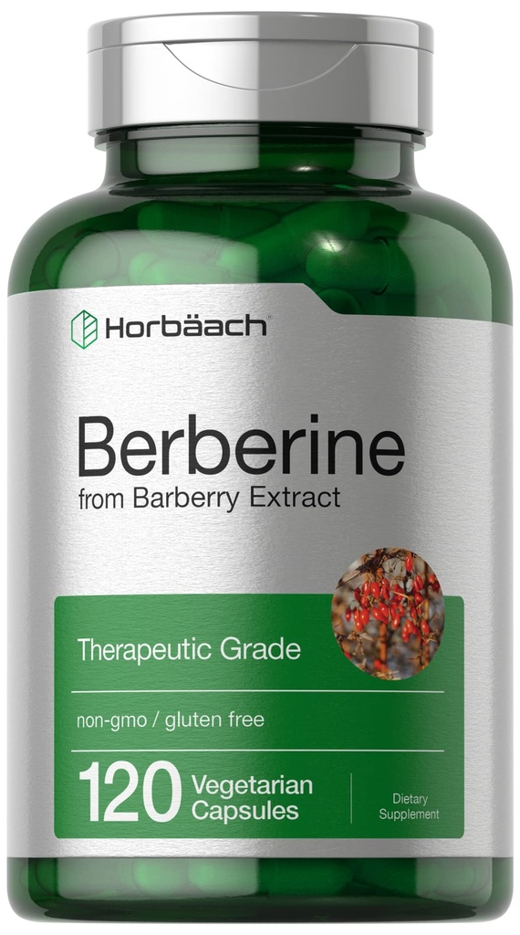Horbaach Berberine HCL Supplement | 500 mg | 120 Capsules | Barberry Extract | Tedavi Grade | Vegetarian, Non-GMO, Gluten Free Free