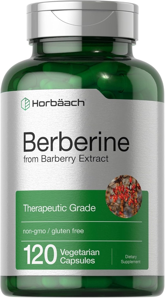 Horbaach Berberine HCL Supplement | 500mg | 120 Capsules | from Barberry Extract | Therapeutic Grade | Vegetarian, Non-GMO, Gluten Free