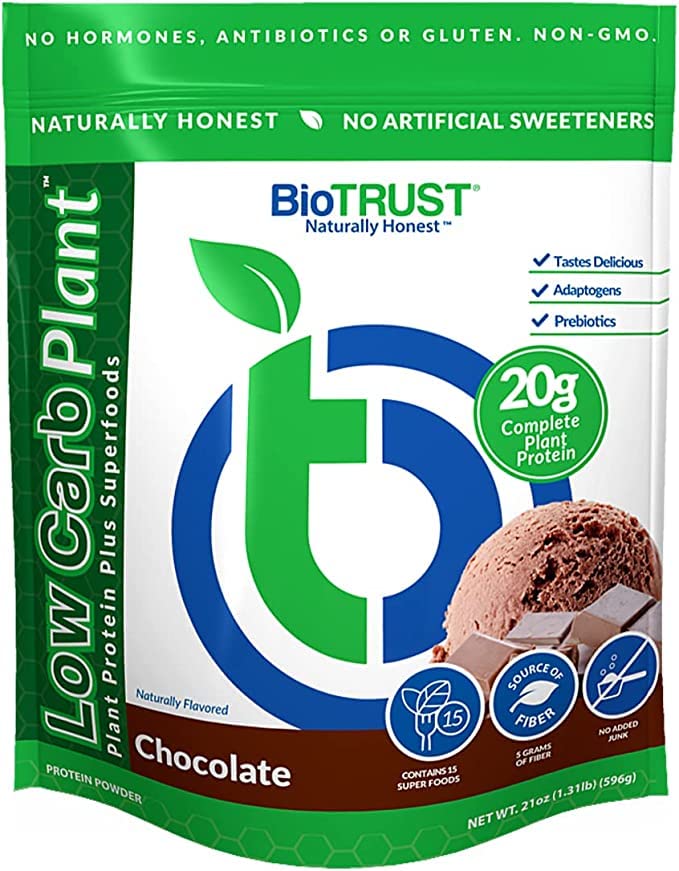 BioTrust Low Carb Plant, Delicious, Creamy, 20 Grams of Clean, Complete, Plant-Based Protein, 5 Grams Fiber, 15 Superfoods, Digestive Enzymes, Vegan, Dairy-Free - 14 Hizmetler (Chocolate)