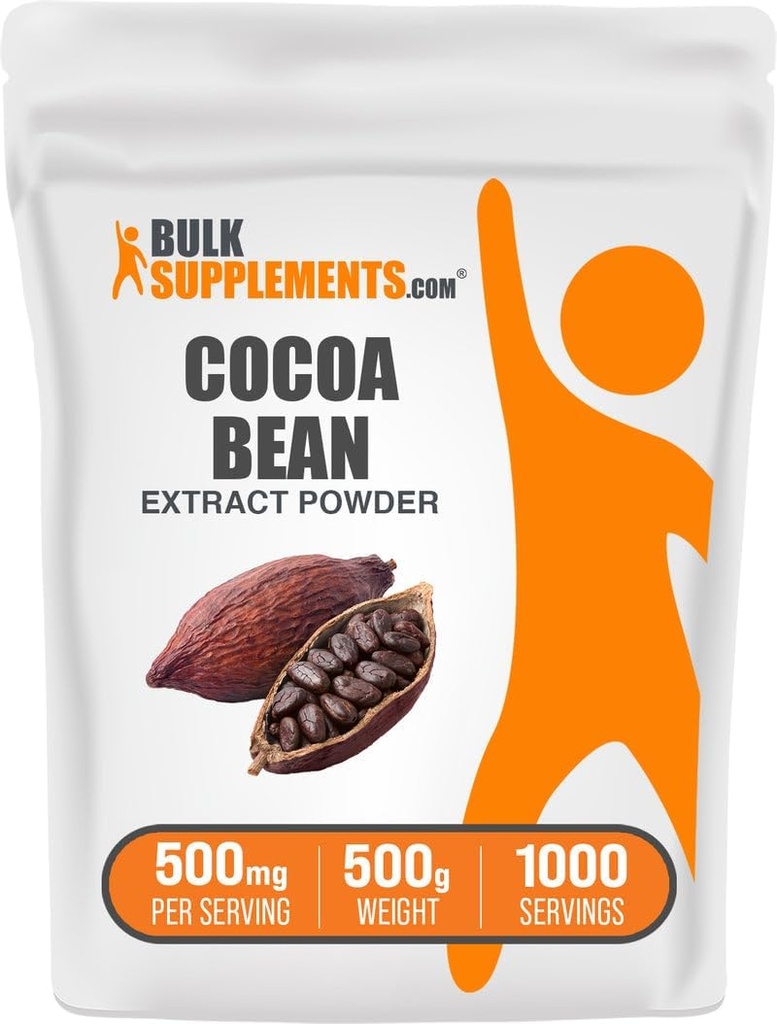 BulkSupplements.com Cocoa Bean Extract Toz - Cocoa Supplement - Unsweetened, Vegan & Gluten Free, 500 mg per Service, 500g (1.1 lbs) (Paket of 1)
