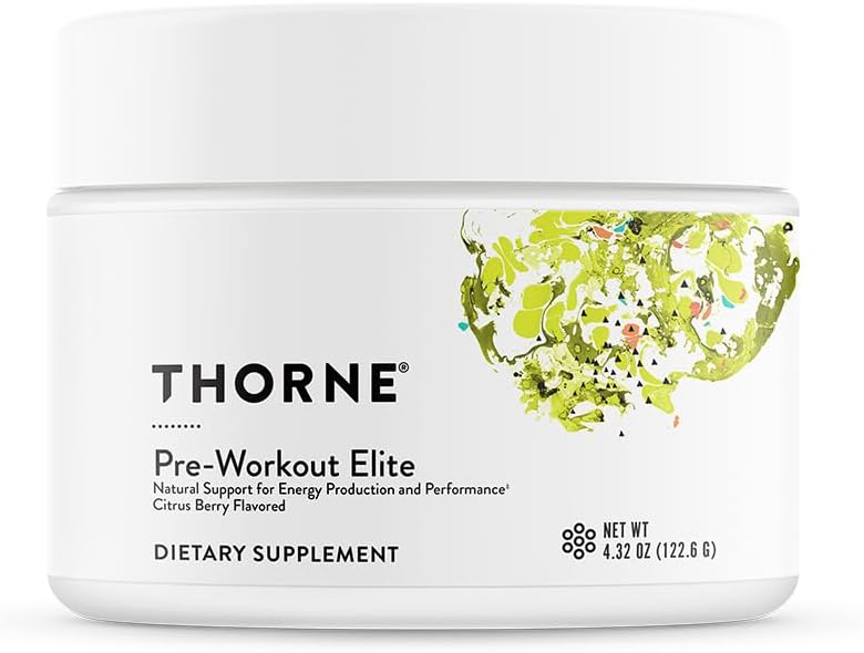 THORNE - Pre-Workout Elite - Enerji Üretimi ve Performansı için Doğal Destek* - Citrus Berry Flavored - NSF Spor için sertifikalı - 4.32 Oz - 24 Hizmet