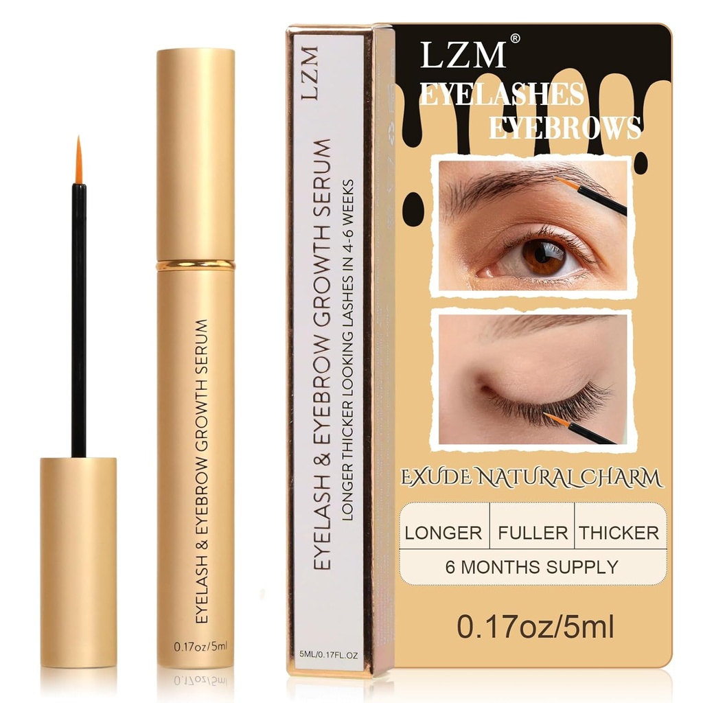 LZM Serum for Eyelash growth and Kalınlık, Eyebrow Advancedr, Advanced Formula for Longer, Fuller ve Tier Natural Lashes, 1 Fl Oz