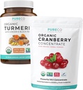 Turmeric & Cranberry Toz (3-Month Supply) Berry Turmeric Combcumin with Black Pepper & Ginger (120 Caps) & Organic Cranberry Bulk Toz Ekstraksiyon (100 Scoop)