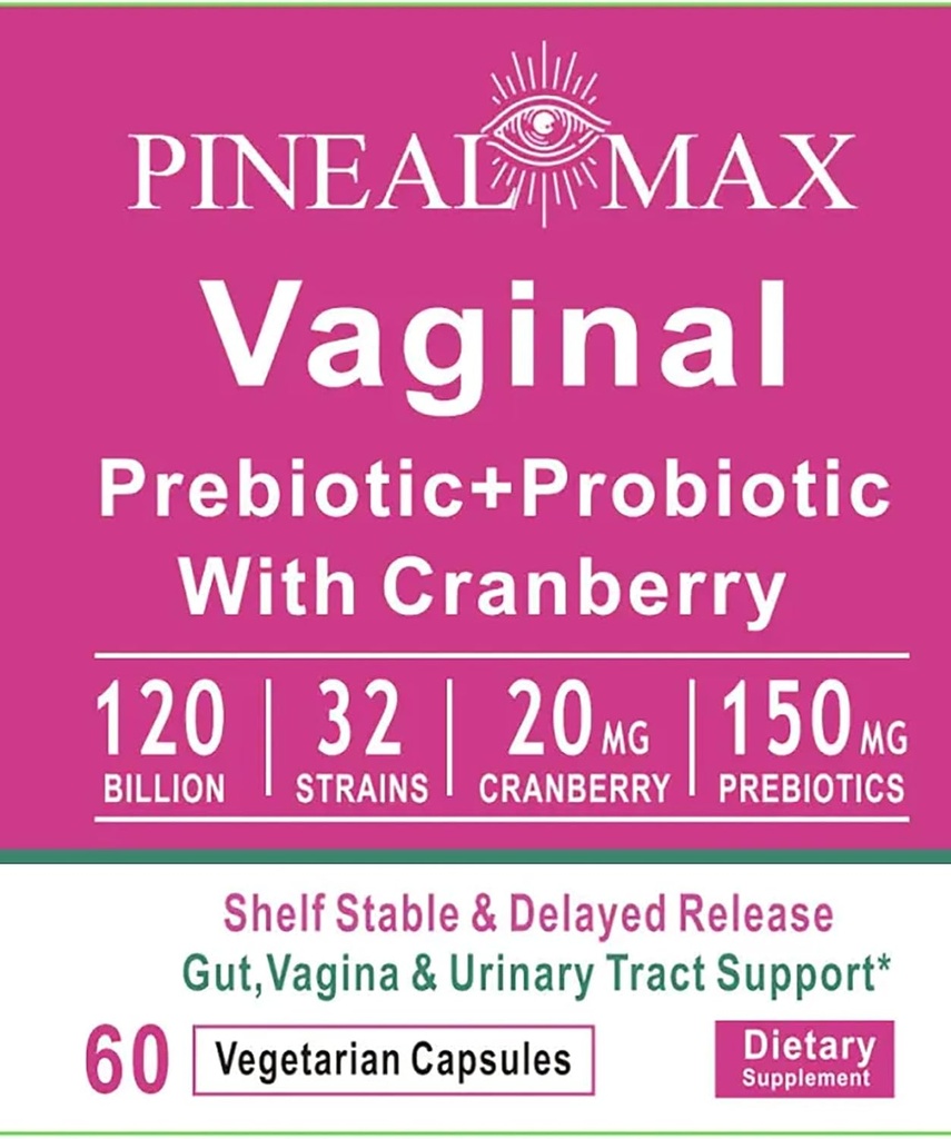 Κολπικό προβιοτικό+Προβιοτικό με Cranberry, 120 δισεκατομμύρια CFU, 32 στεφάνες, 150mg προβιοτικά