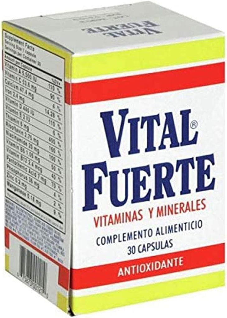 Vital Fuerte, Vitaminler ve Mineraller Tamam, 30 Capsules, Şişe.