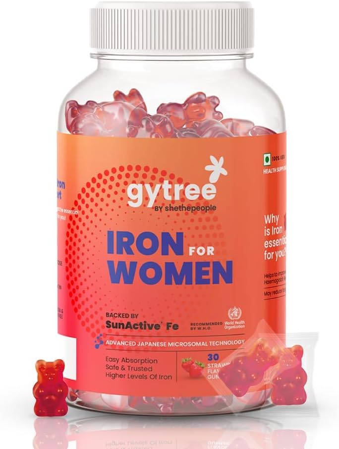 Kadınlar için Demir Gummies, SunActive Fe Formula, 30 Kont, Hamile Güvenli