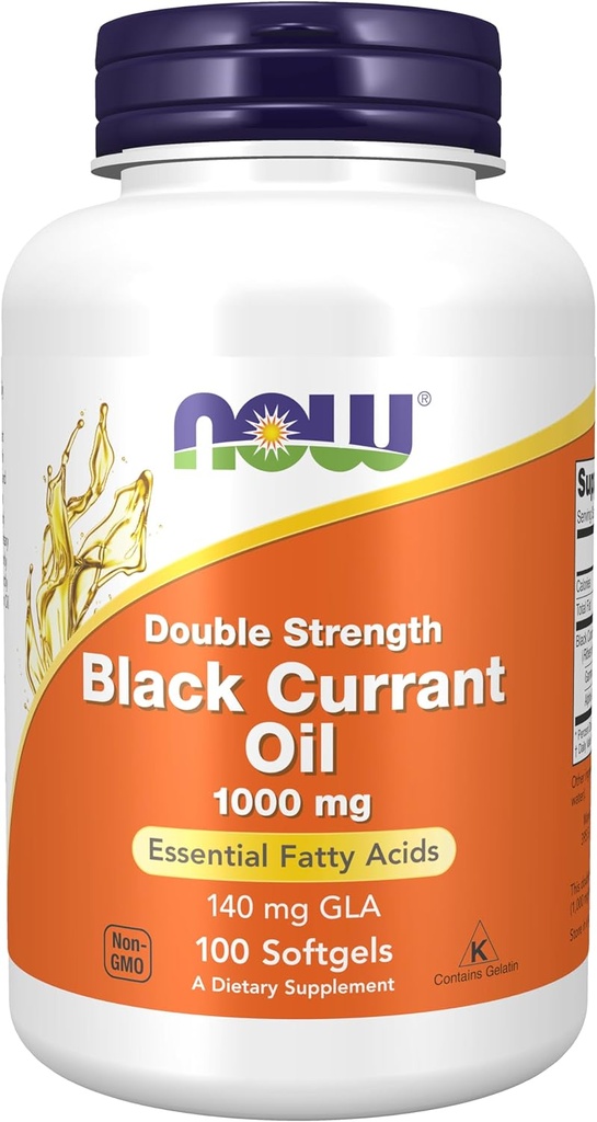 Şimdi Gıdalar Tamamlıyor, Black Currant Oil 1000 mg Double Strength with 140 mg of GLA (Gamma-Linolenic Acid), 100 Softgels