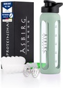 Fitness | 24 oz Glass Protein Shaker Şişe – BPA-Free, Leakproof Lid, paslanmaz Çelik Mix Ball & Silikon Kol - Aptallar için Gym Shaker, Shakes & Pre-Workout – Pastel Green