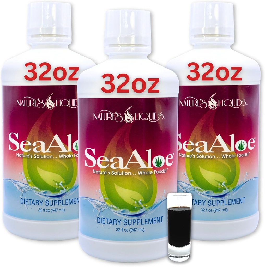Doğanın sıvıları Aloe Vera Juice Oceanic Elixir - Tiroid, Digestion ve Immune Support, 32oz (Pack of 3)