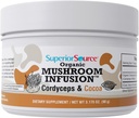 Superior Source Organic Mushroom Infusion – Cordyceps & Cocoa, Αυξημένη Ενέργεια, Σταμίνα & Αντοχή, Αντιγηραντικές Ιδιότητες, Υγεία της Καρδιάς, Ισχυρή Ανοσοποιητική Υποστήριξη, 45 Υπηρεσίες, Μη ΓΤΟ