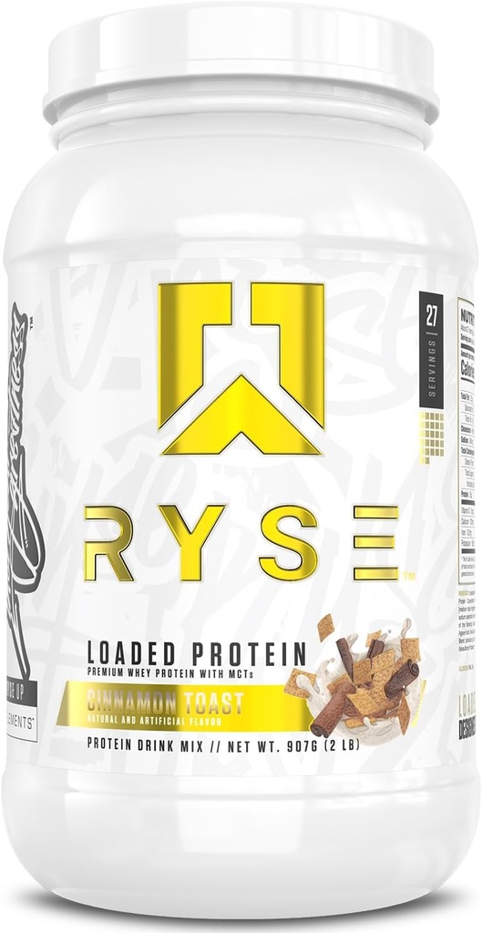 RYSE, Protein Tozu - Cinnamon Tost - 25g Whey proteini Isolate & Yoğun Fiber & MCTs - Low Carb, Low Sugar, Digestive-Friendly - 27 Hizmet / 2 lb Tub Tubamon