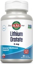 KAL Lityum Orotate 5 mg, Low Dose Lityum Supplement for General Wellness Mood Support, Highly Bio available, Vegan, 60-Day Garanti, 180 Hizmet, 180 VegCaps