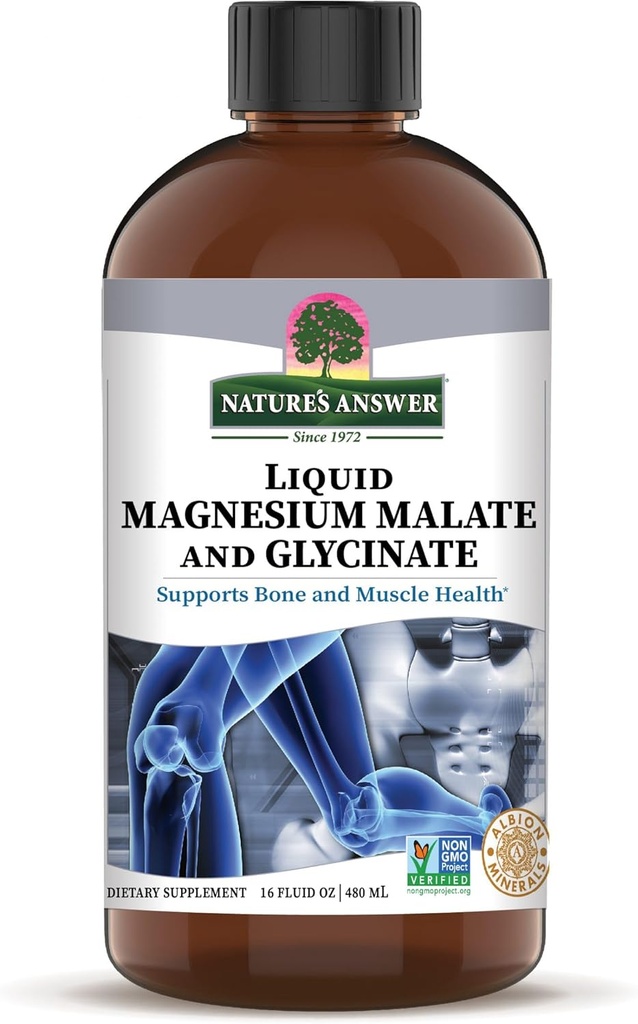 Magnezyum Glycinate & Magnezyum Malate Liquid - 16 Oz Magnezyum Yoğun - Vegan & Gluten-Free - Bone, Muscle, and Cardiovascular Support - All All için Uygun