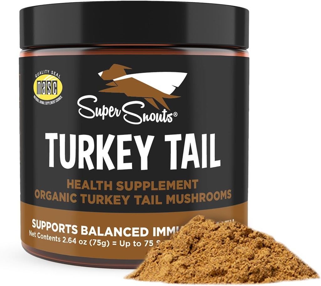 Super Snouts Turkey Tail Mushroom Supplement Toz for Dogs & Cats (2.64 oz) - Organik, ABD Antioksi & Inflammation Support'da yapıldı, Immune Support