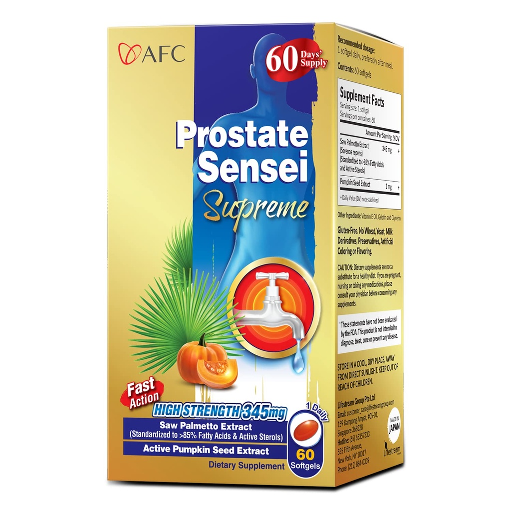 AFC Japonya Prostate Sensei Supreme – Saw Palmetto Supplement for Men with Fatty Acids & Sterols – Supports Urinary Flow, Bladder Function, Hair Health – Natural Prostate Support Formula, 2 Ay Supplyetto Supplement for Men with Fatty Acids & Sterols – Supports Urinary Flow, Bladder Function, Hair Health – Natural Prostate Support Formula, 2 Moon Supply