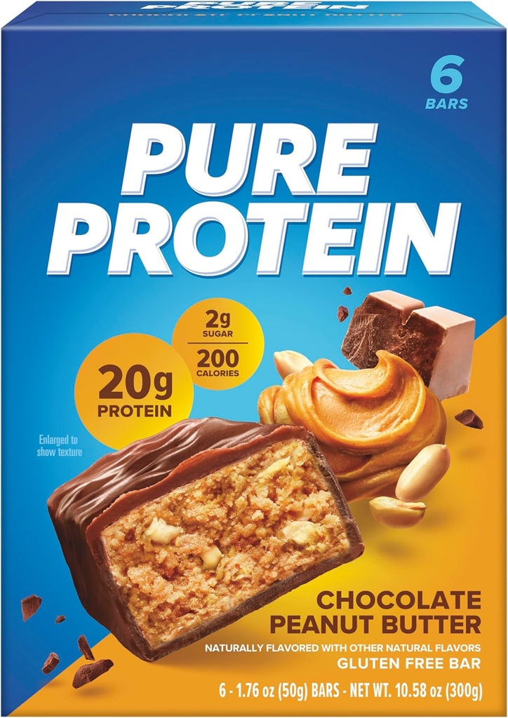 Saf Protein Barlar, Yüksek Protein, Enerjiyi Desteklemek için Nutritious Snacks, Low Sugar, Gluten Free, Chocolate Peanut Butter, 1.76 Oz ( Borc)
