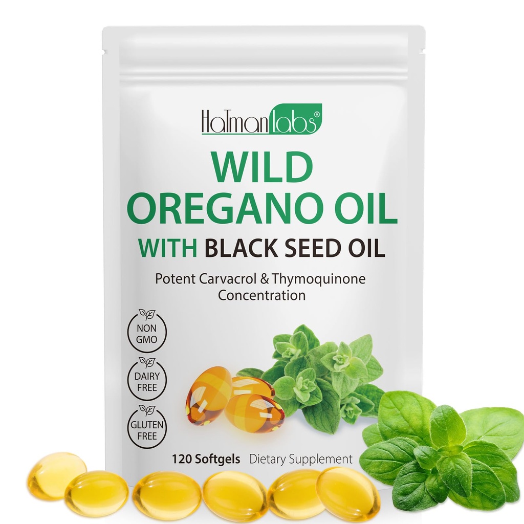 Black Seed Oil, Organik Oregano Oil Softgels,Oregano Oil Capsules Organik,Non-GMO, Gluten Free,120