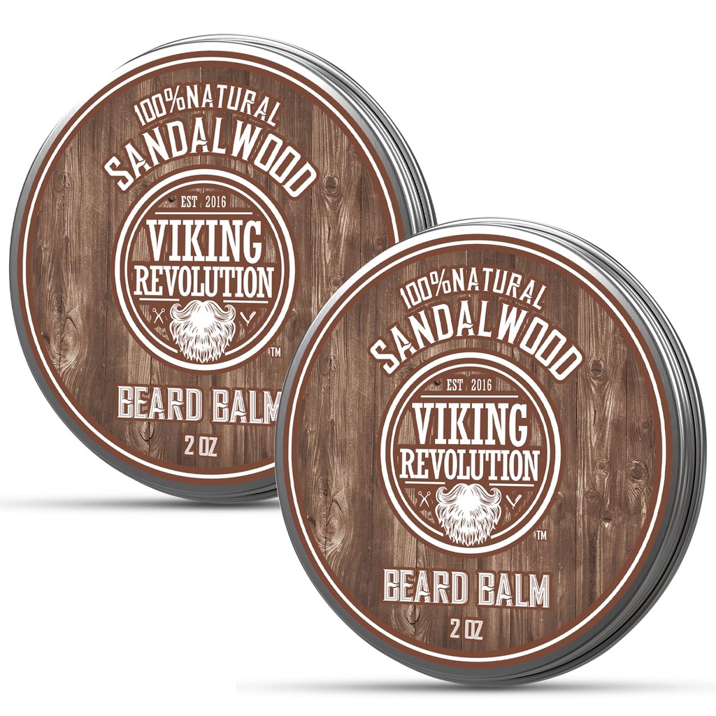 Viking Devrimi Sandalwood Ayıd Balm - Ayıd Butter with Argan Oil, Beard Softener for Men with Jojoba Oil - Beard Moisturizer for Men with Beeswax - Beard Wax for Men (2oz, 2 Pack)