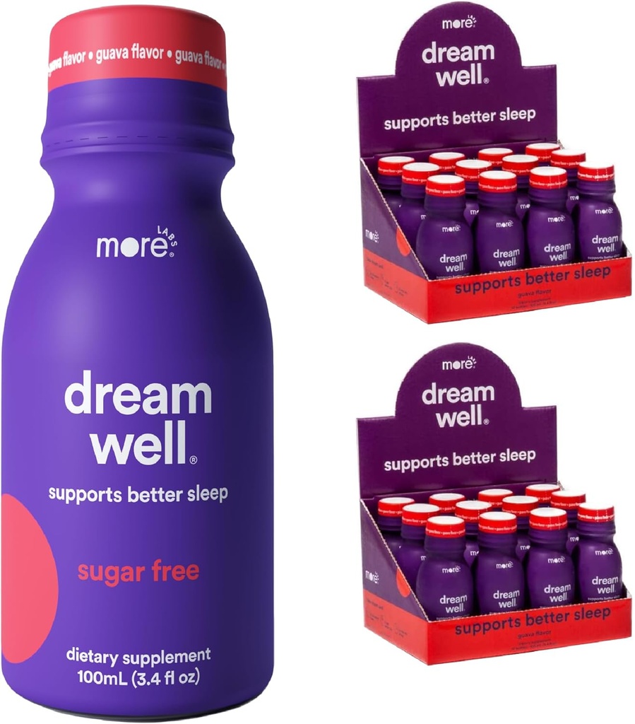 Daha Fazla Laboratuvarlar Dream Well, 5MG Melatonin Holistic Sleep Drink Çözümü, 5HTP, Lemon Balm, Jujube Tohum, Glycine (24 paketi)