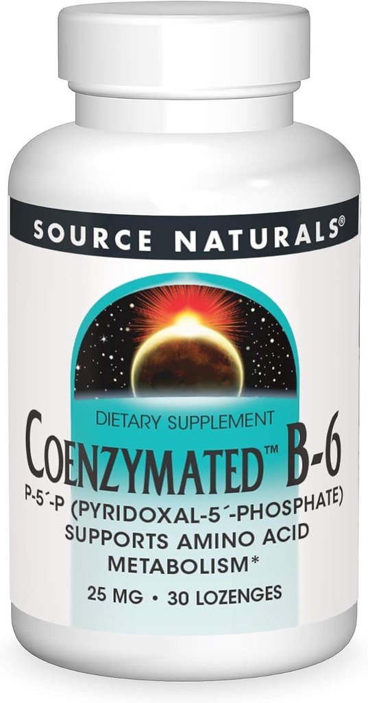 Πηγές Φυσικό Συνζυμωμένο B-6 25mg P-5 Πυριδοξάλη-5 Φωσφορικό ταχείας δράσης, Γρήγορη Διάλυση Υπογλώσσια Βιταμίνη Υποστήριξη Αμινοξέο Μεταβολισμός - 30 Λοζόνες