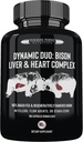 Dinamik Duo: 100% Grass-Fed Bison Liver & Heart Kompleks | Desiccated Bison Liver ve Heart Pill Supplement (Single Şişe) | ABD'de Made in USA