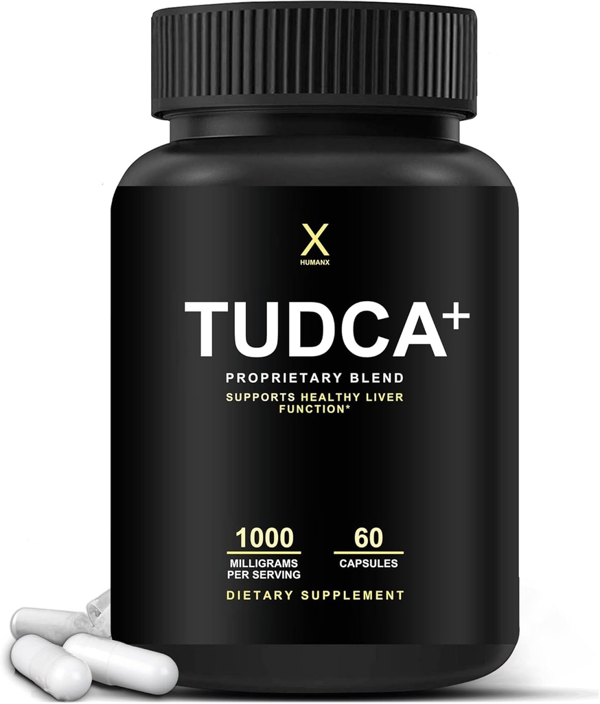 HUMANX TUDCA+ 1000 mg Bile Salts Liver Support Supplement, Liver ve Gallbladder Cleanse Supplement - Vegan, GMO - ABD Swallow Capsules - Tauroursodeoxycholic Acid Supplements