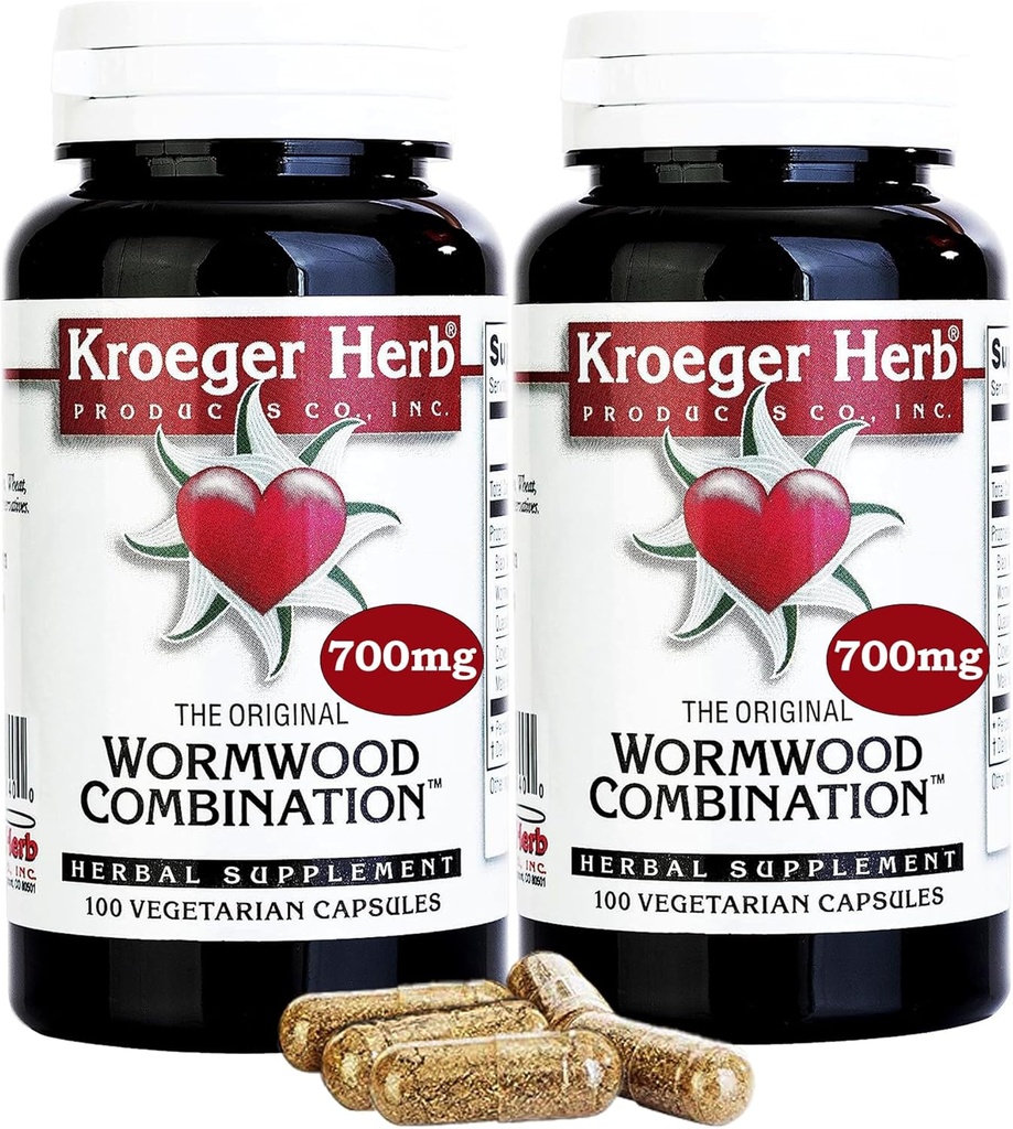 Kroeger Herb Wormwood Combination Vegetarian Capsules, 100 Count - Pack of 2