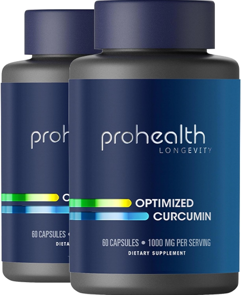 ProHealth Turmeric Curcumin Supplement: 285 Times More Bioavailable-Αναπτύχθηκε από νευροεπιστήμονες. 1000 mg συμπυκνωμένο εκχύλισμα Longvida Curcumin ανά σερβίρισμα (60 X 500 mg κάψουλες/μπότ) 2 Συσκευασία