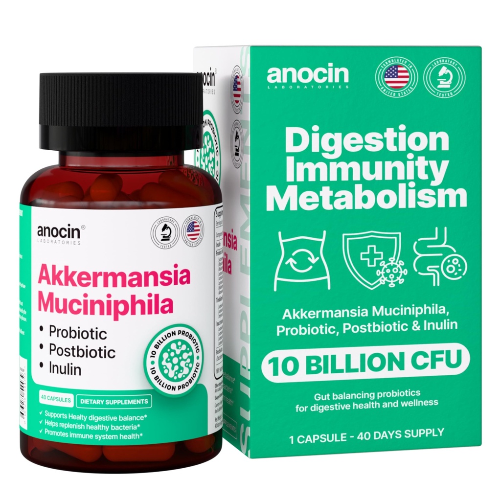 Akkermansia Muciniphila + Probiyotik, Postbiyotik & Inulin - Digestion için Gut Health Supplement - 10 Milyar CFU, Vegan & Gluten-Free