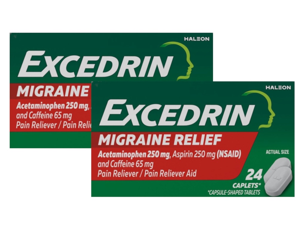 Excedrin Migraine Pain Reliever Caplets, 24 Count (πακέτο του 2)