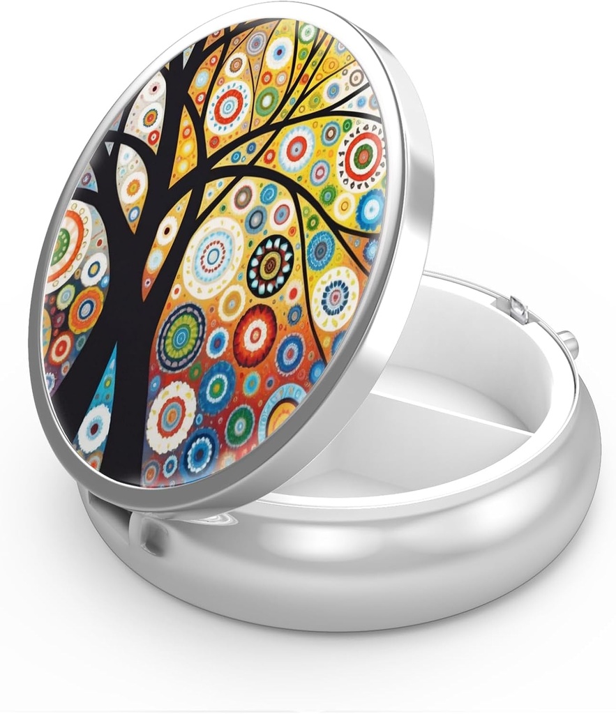 Pill Box 3 Karşılaştırma Küçük Pill Vakası, Pocket veya Purse Pill Organize Pill konteynerleri Vitaminler, İlaçlar, Balık Yağı ve Supplements (Black Tree of Life)