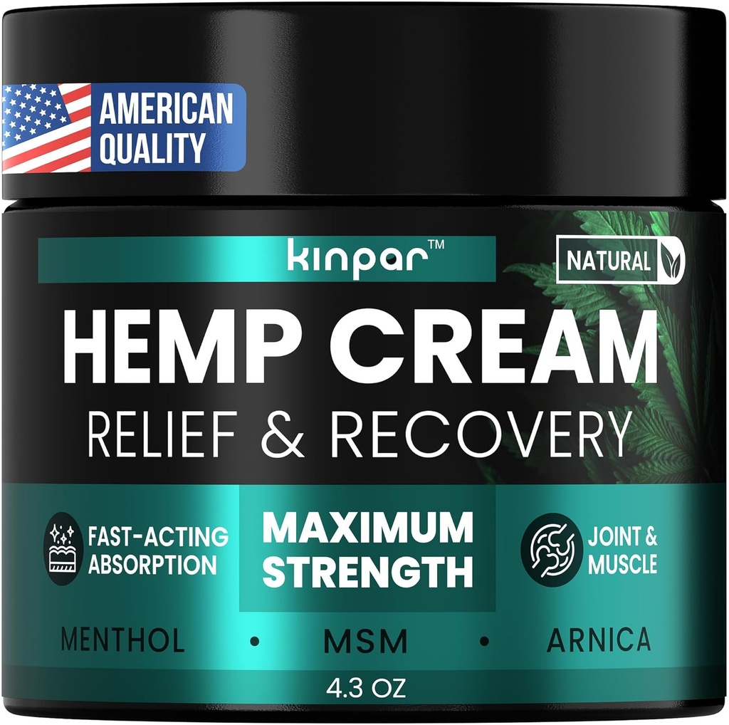 Natural Hemp Cream with Turmeric, Msm, Arnica - Hemp Cream Maximum Strength for Discomfort in Back, HIPS, Joints, Knees, Elbows - Maximum Joint Support with Hemp Oil Extract Gel - 4 oz
