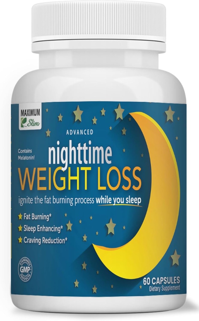 Maximum Slim Nighttime Weight Support – Απαλό λίπος καύση & βοήθεια ύπνου – Αφρικανική Mango, ρεσβερατρόλη & Πράσινο Τσάι – Μη ΓΤΟ, Vegan, 60 κάψουλες