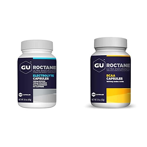 GU Energy Roctane Ultra Endurance Variety Pack; κάψουλες ηλεκτρολυτών και BCAA αλυσίδα κλάδου Amino Acid με κάψουλες βιταμίνης Β, 2 φιάλες (110 Σύνολο)