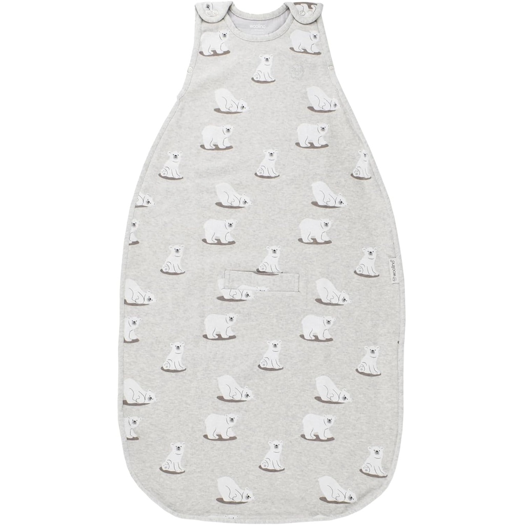 Woolino 4 Season Sleep Sack - Ultimate Merino Μαλλί και οργανικό βαμβάκι Sleep Bag - Two-Way Zipper Ρυθμιζόμενο καθολικό μέγεθος Sleep Sack για το μωρό (2-24 μήνες) - Πολική αρκούδα