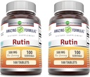 Amazing Formulas rutin Tamam | 500 Mg | Tabletler | Non-GMO | Gluten Free | Made in USA (2 Pack | 100 Count)
