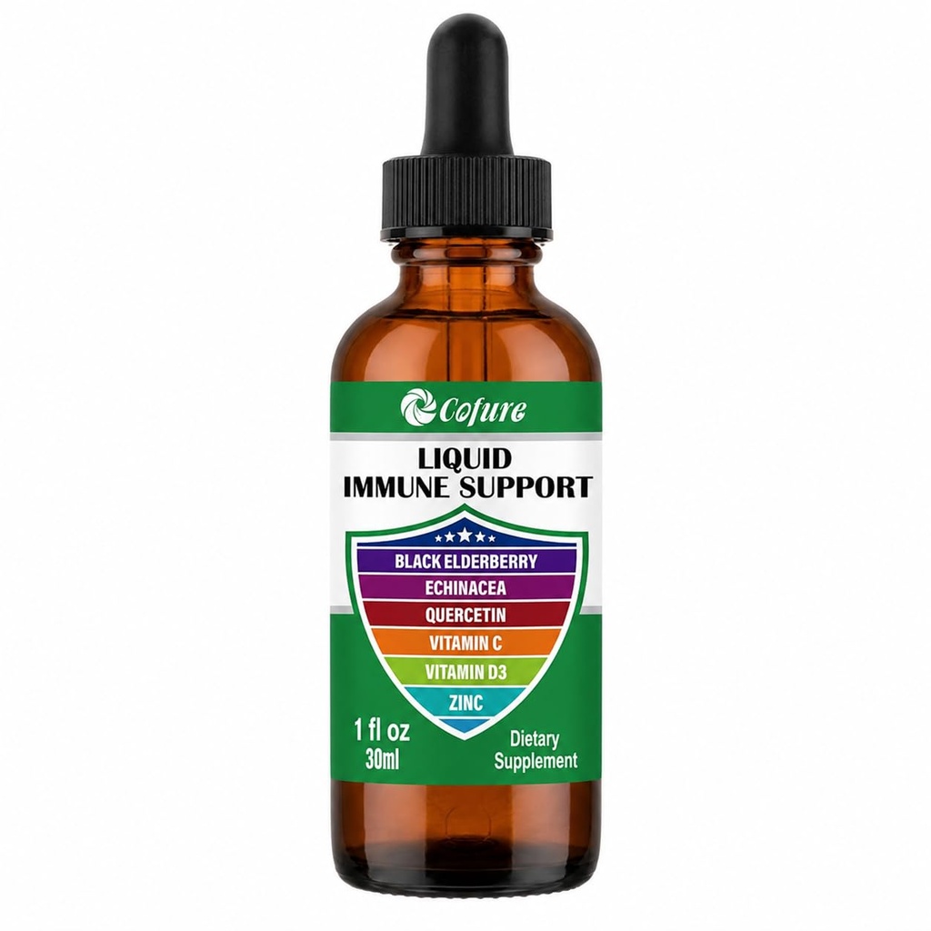 Zinc Quercetin Vitamin C D3 Liquid Immune Support with Organic Echinacea Elderberry, συμπλήρωμα για την άμυνα των ενηλίκων- Vegan, μη-GMO, Gluten Free - 1 FL Oz