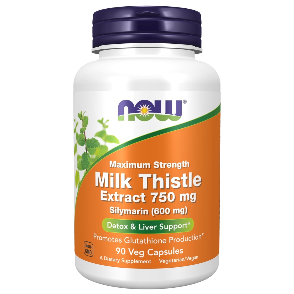 NOW Foods Milk Thistle Extract 750 mg Silymarin (600 mg), Μέγιστη Περιεκτικότητα - 90 Κάψουλες Veg