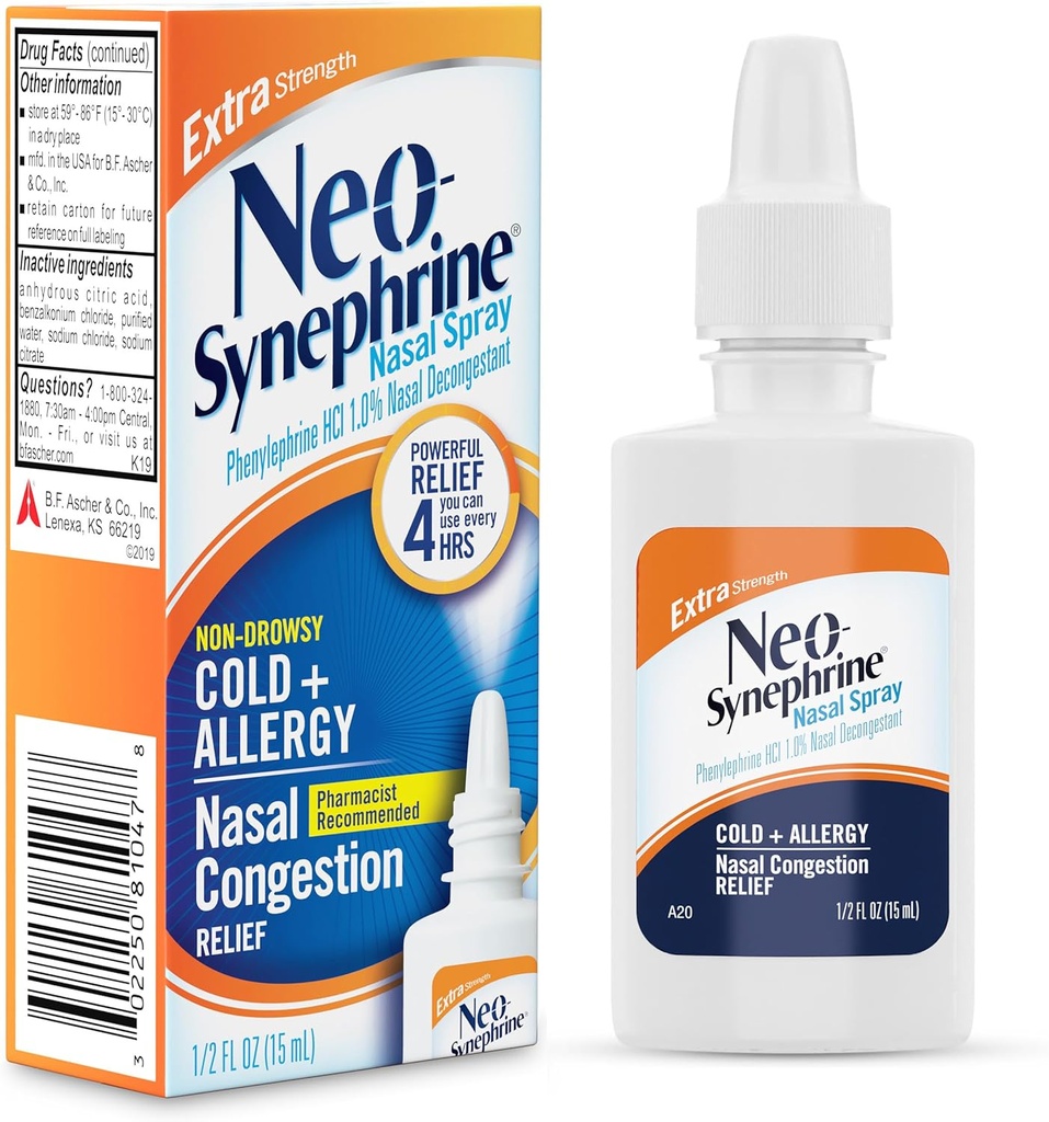 Neosynephrine, Cold Sinus Relief Extra Strength, Clear, 0,5 Fl Oz
