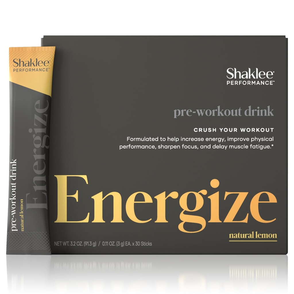 Shaklee - Performans Pre-Workout Energy Drink - Green Tea Extract Lemon Flavor - Enerji Boost - Beta-Alanine & L-theanine - 100 mg Caffeine, 800 mg Beta-Alanine ve 100 mg L-theanine - 30 Hizmet