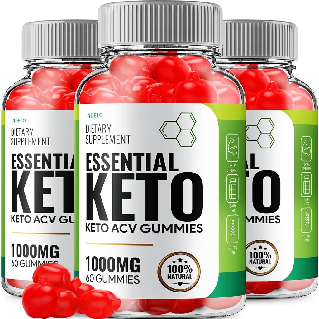 (3 Pack) Essential Keto ACV Gummies - Gelişmiş Formula Essential Keto + ACV Kilo Yönetimi Gummies Apple Cider Vinegar Keto Diyeter Supplement Yorumlar B12 B6 (180 Gummies)