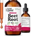 Wild & Organic Beet Root Tincture - 8000 mg Fresh Beetroot Ekstraksiyon Eşdeğer - Erkekler ve Kadınlar için Sıvı Arıt Kök Supplements - Servis başına 400 mg - Vegan, Alkol & Sugar-Free - 2 f ozzz